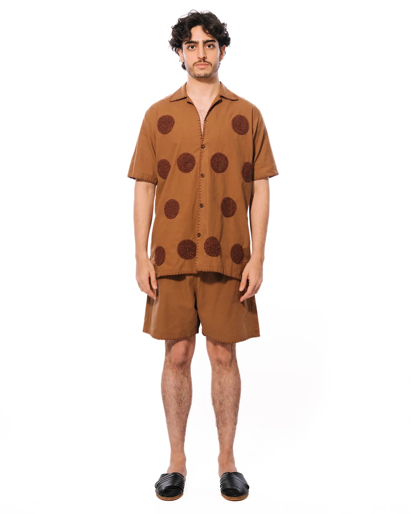 wear oga Brown Pointilism Short cult men