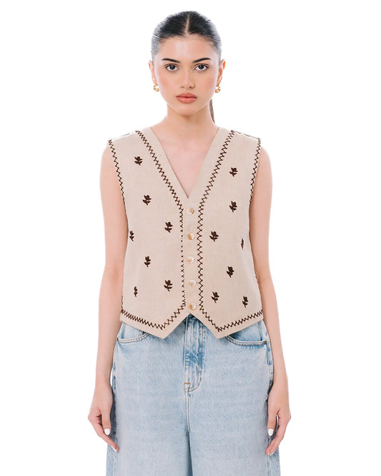 wear oga Crème Waist Coat cult women