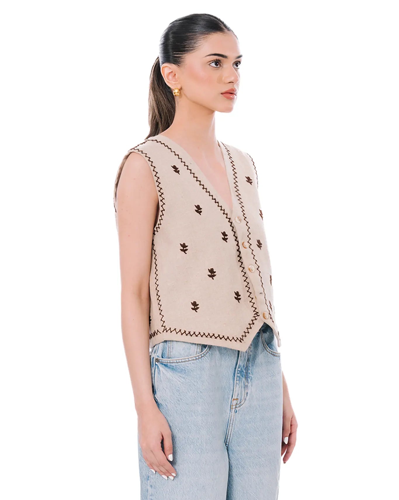 wear oga Crème Waist Coat cult women