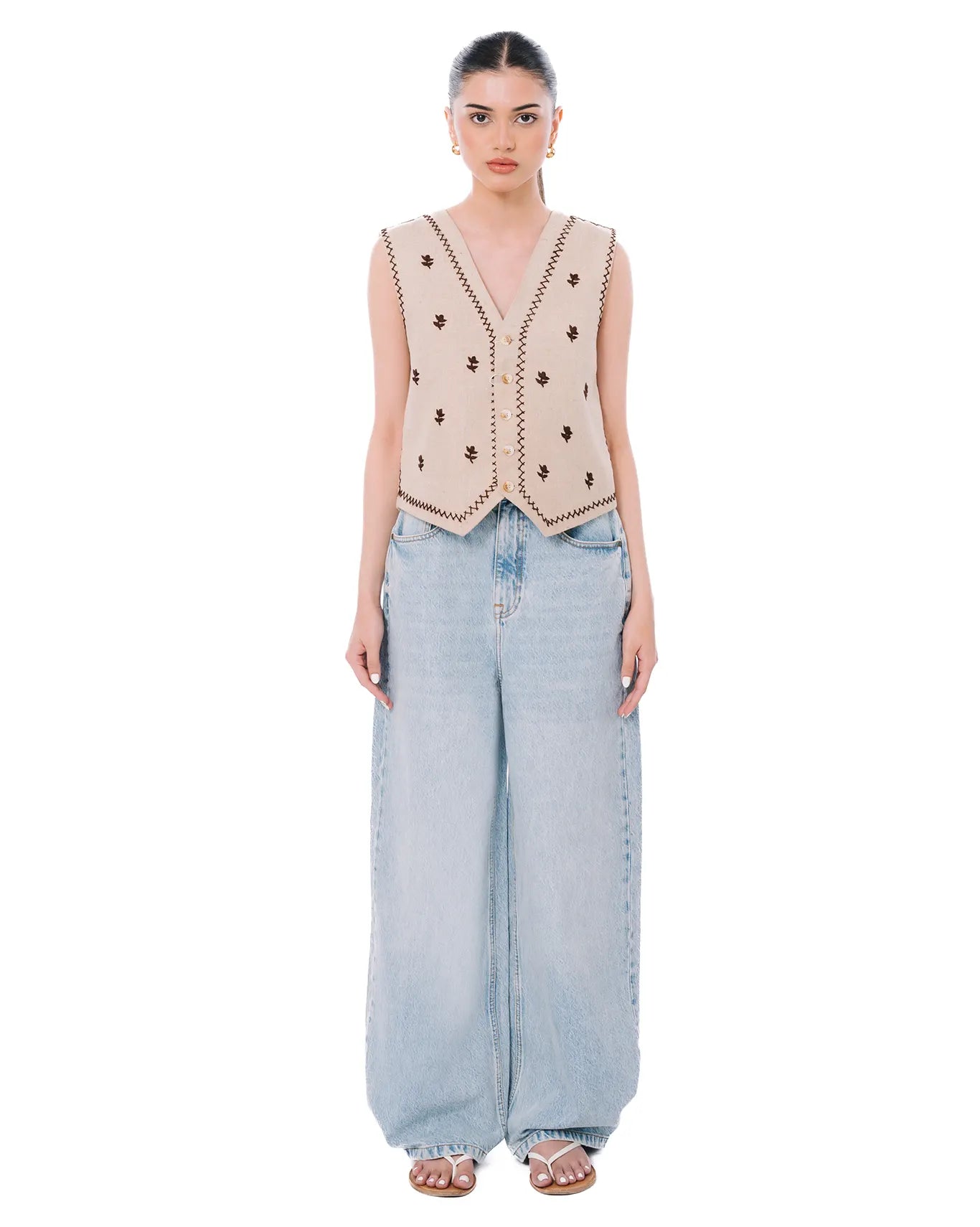 wear oga Crème Waist Coat cult women