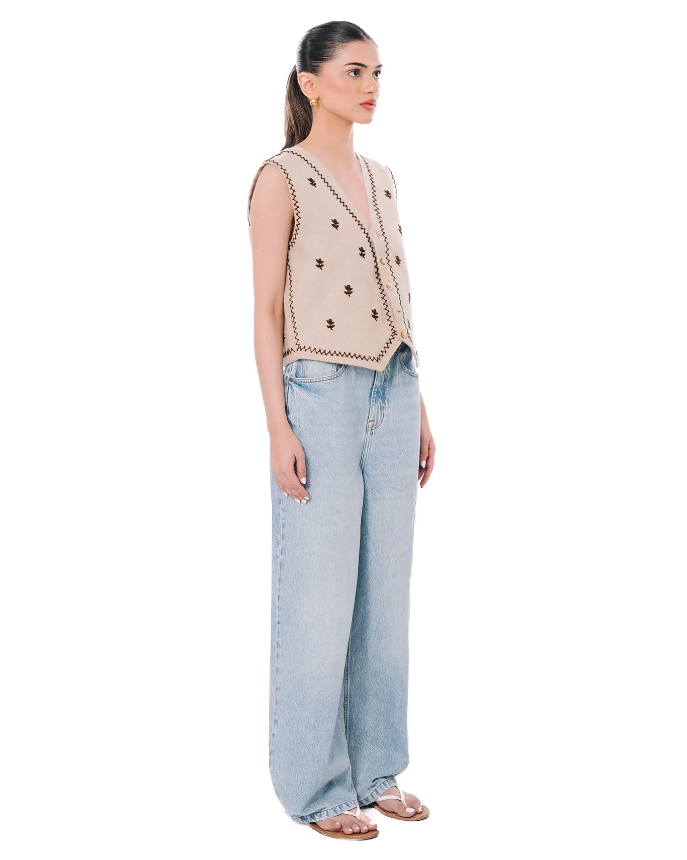wear oga Crème Waist Coat cult women