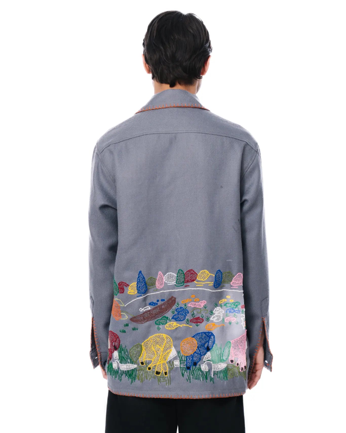 wear oga Grey Narrative Shacket cult store men karachi pakistan