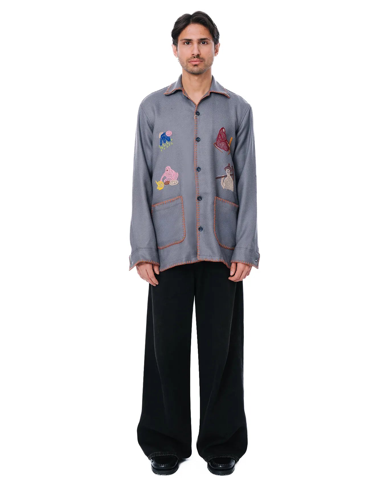 wear oga Grey Narrative Shacket cult store men karachi pakistan