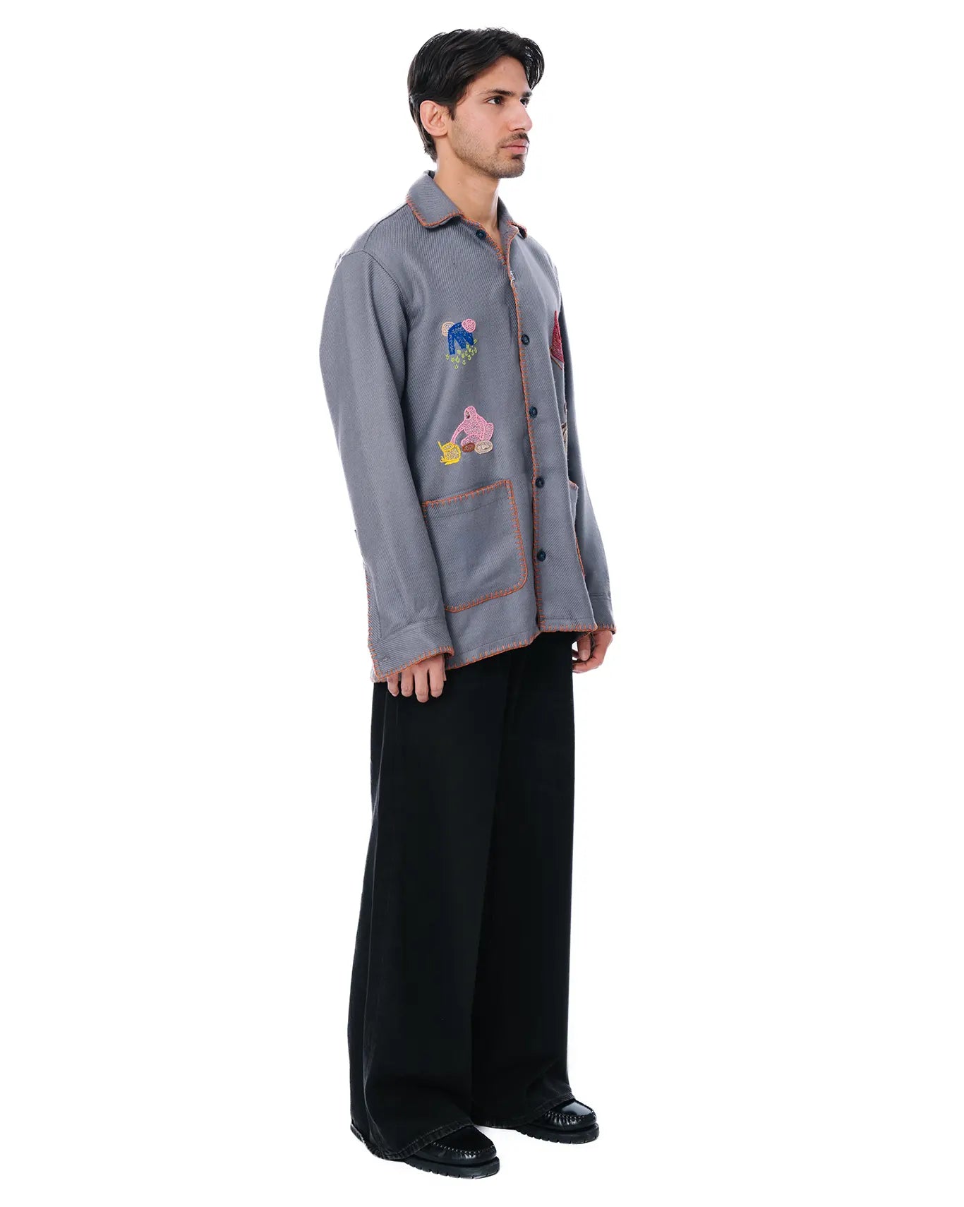 wear oga Grey Narrative Shacket cult store men karachi pakistan