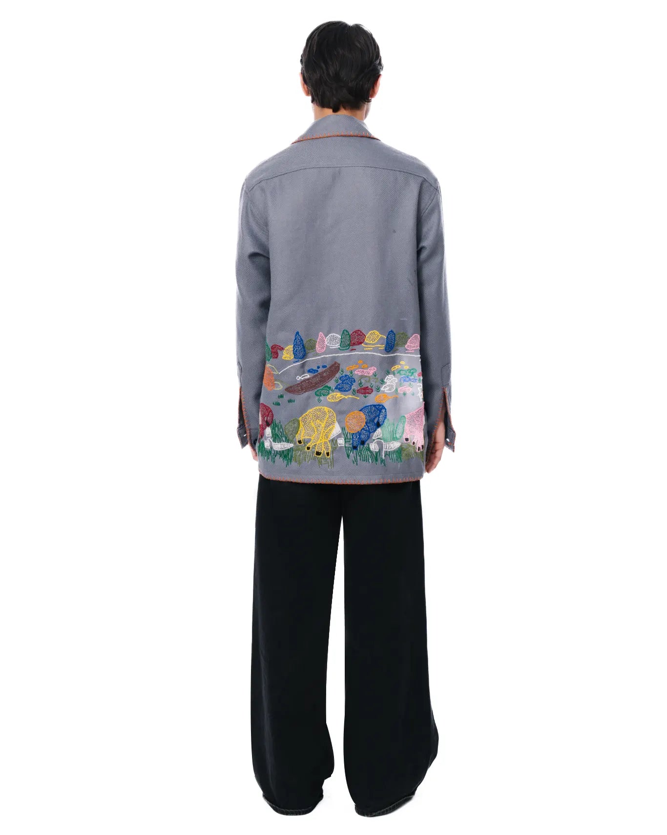 wear oga Grey Narrative Shacket cult store men karachi pakistan