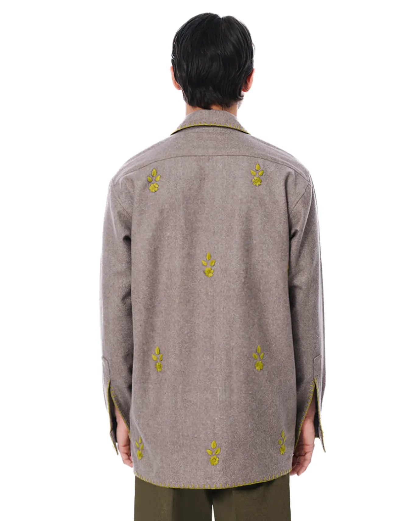 wear oga Grey Profound Hand Embroided Wool Shacket cult men jacket