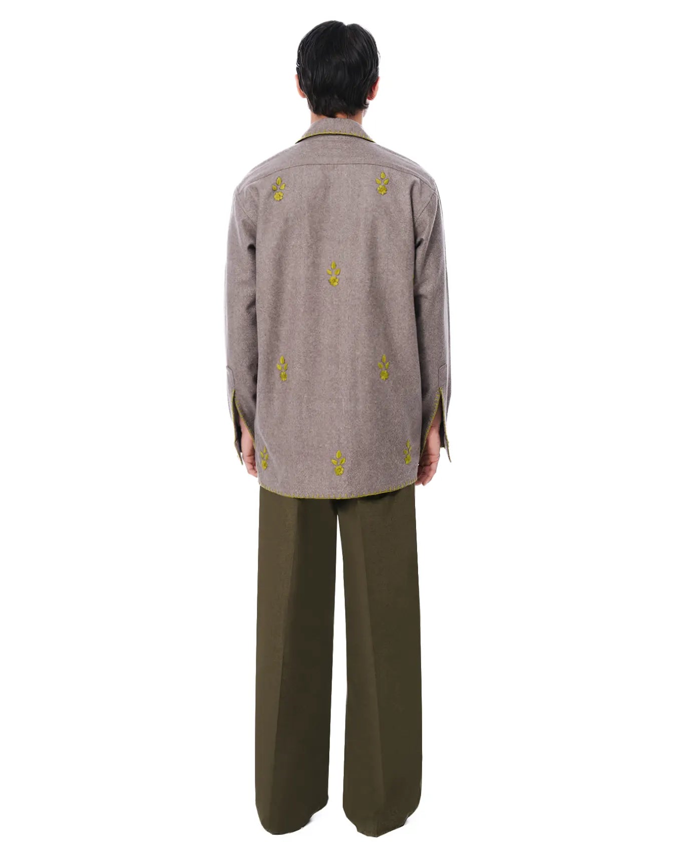 wear oga Grey Profound Hand Embroided Wool Shacket cult men jacket