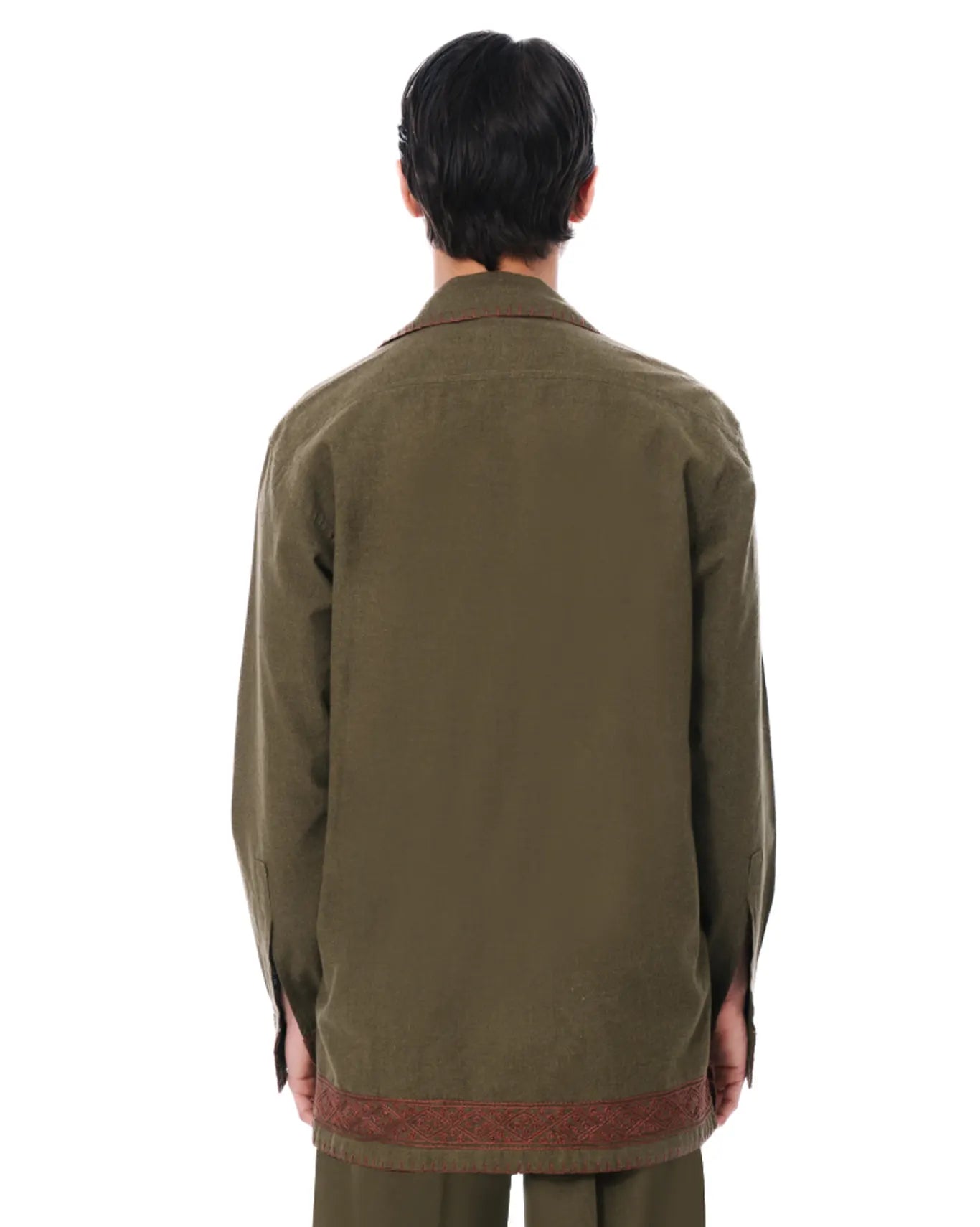 wear oga Moss Green Organic Hand Embroided Shirt cult men
