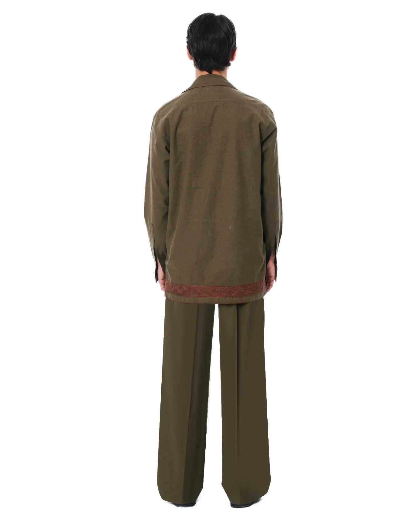 wear oga Moss Green Organic Hand Embroided Shirt cult men