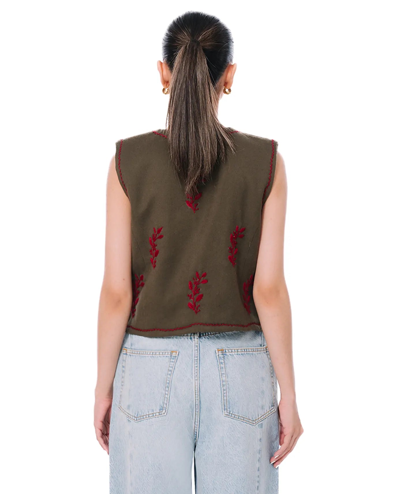 wear oga Moss Green Waist Coat cult women
