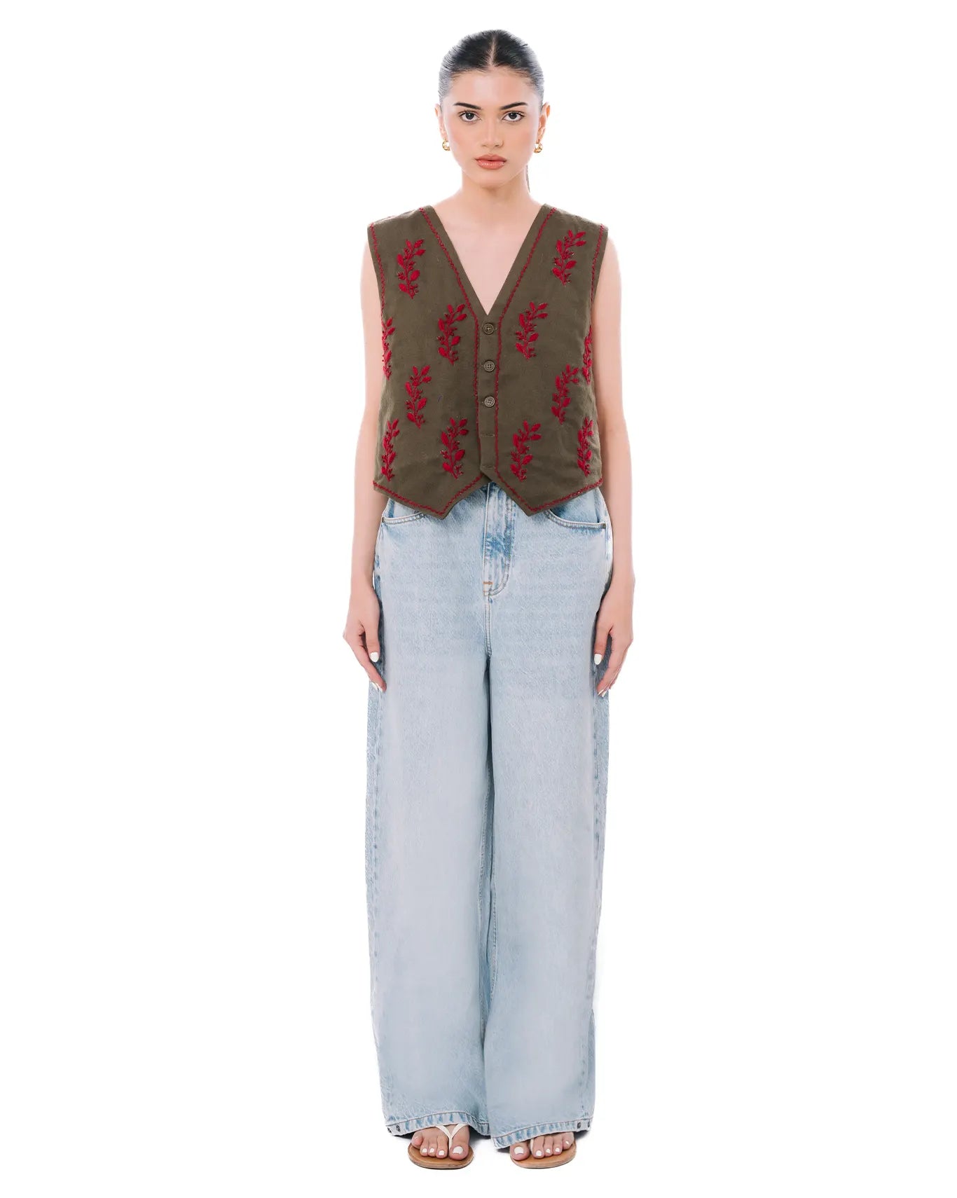 wear oga Moss Green Waist Coat cult women