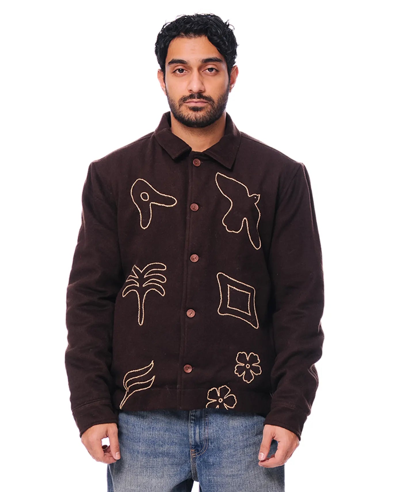 wear oga brown jacket cult store pakistan