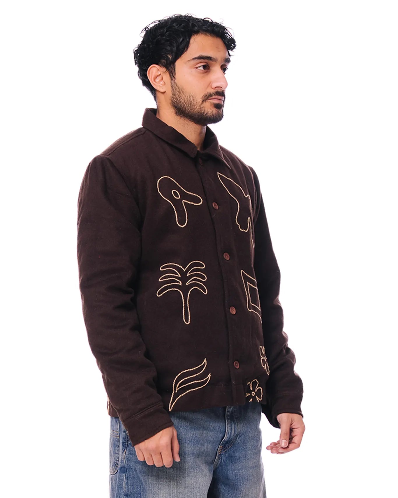 wear oga brown jacket cult store pakistan